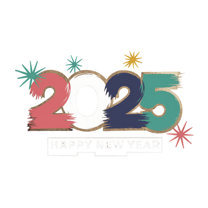 Celebrate the arrival of 2025 with this vibrant, colorful "Happy New Year" graphic featuring bold lettering and festive stars!DTF Transfers