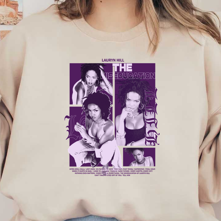 This vibrant collage features Lauryn Hill, showcasing her iconic style and strength from "The Miseducation" era.DTF Transfers