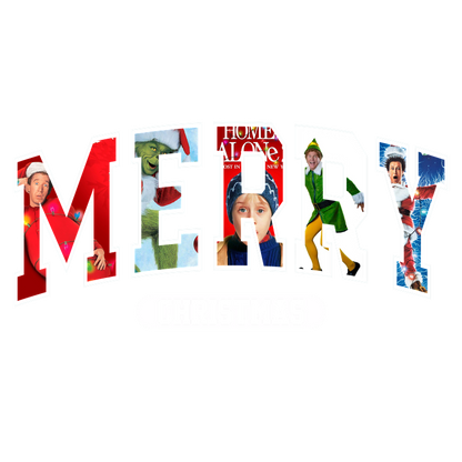 Celebrate the holiday spirit with this vibrant "Merry Christmas" design featuring iconic characters from beloved Christmas movies.DTF Transfers heat press transfers