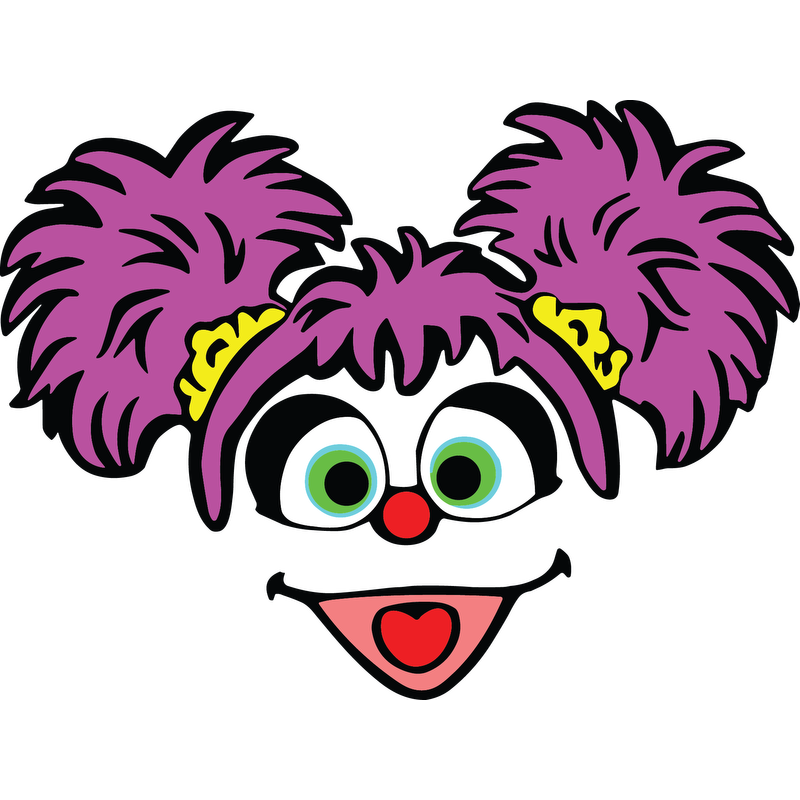 This cheerful cartoon character features bright green eyes, a big smile, and playful purple pigtails, radiating fun and energy!DTF Transfers