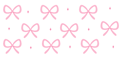 A cheerful pattern of pink bows sprinkled with sparkly accents, perfect for adding a cute touch to any design.UV Transfers dtf transfers