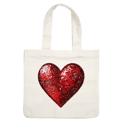 A vibrant, mosaic-style heart made of shimmering red tiles, perfect for expressing love and affection.DTF Transfers