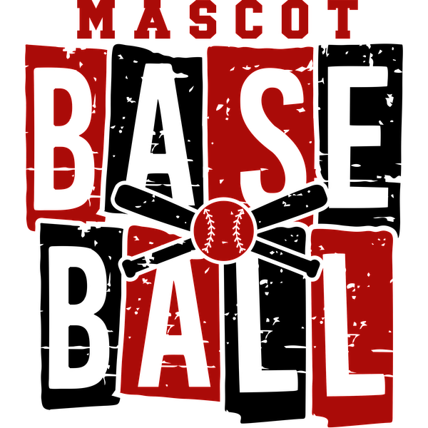 A vibrant logo featuring the word "MASCOT" in bold letters alongside a playful arrangement of "BAS" and "TAL" with a basketball motif.DTF Transfers heat press transfers