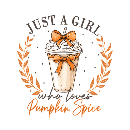 "Charming illustration of a pumpkin spice drink, adorned with whipped cream and a bow, celebrating the fall favorite." dtf prints