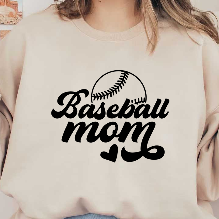 Celebrate your love for the game with this stylish "Baseball Mom" design, featuring a playful script and a baseball graphic.DTF Transfers dtf prints