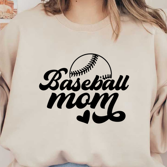 Celebrate your love for the game with this stylish "Baseball Mom" design, featuring a playful script and a baseball graphic.DTF Transfers dtf prints