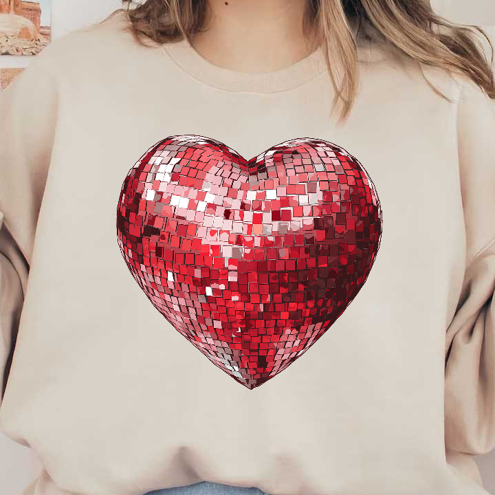 This vibrant heart-shaped disco ball features a stunning mosaic of red and pink tiles, perfect for adding a touch of fun to any celebration.DTF Transfers