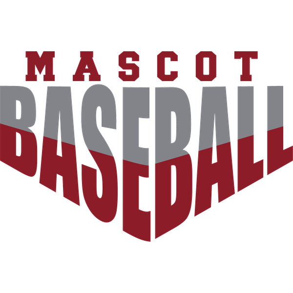 A bold graphic featuring the words "MASCOT BASEBALL" in red and gray, perfect for a sports-themed design.DTF Transfers heat press transfers