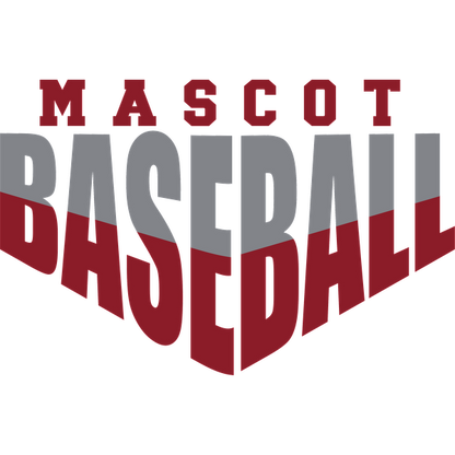 A bold graphic featuring the words "MASCOT BASEBALL" in red and gray, perfect for a sports-themed design.DTF Transfers heat press transfers