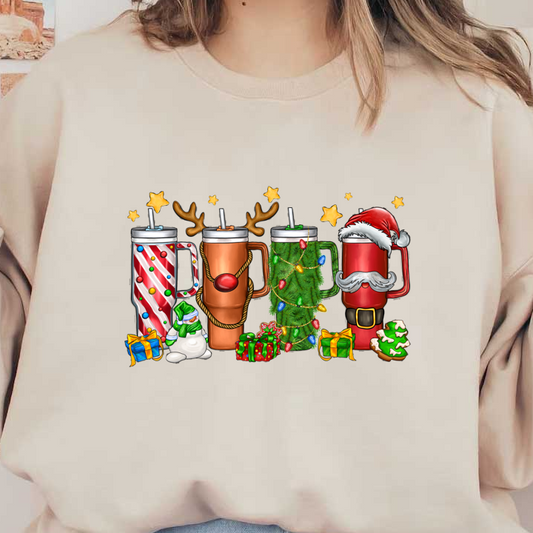 Celebrate the holidays with a festive collection of colorful mugs, featuring designs like candy canes, reindeer, and Santa!DTF Transfers dtf transfers