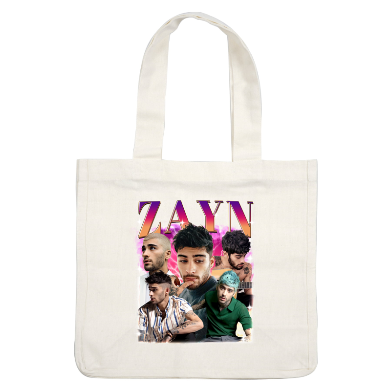 A vibrant collage of Zayn showcasing his diverse looks and styles, highlighted with colorful backgrounds and bold text.DTF Transfers heat press transfers