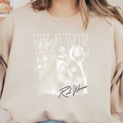 Prominent graphic featuring the title "Rod Wave" and "The Wave," showcasing artistic style with bold text and signature elements.DTF Transfers dtf transfers