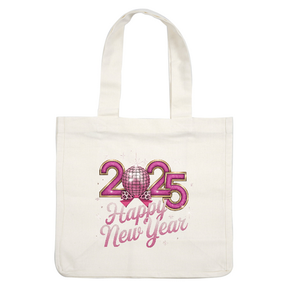 Celebrate 2025 with this glamorous "Happy New Year" design featuring a sparkling disco ball and festive pink accents!DTF Transfers