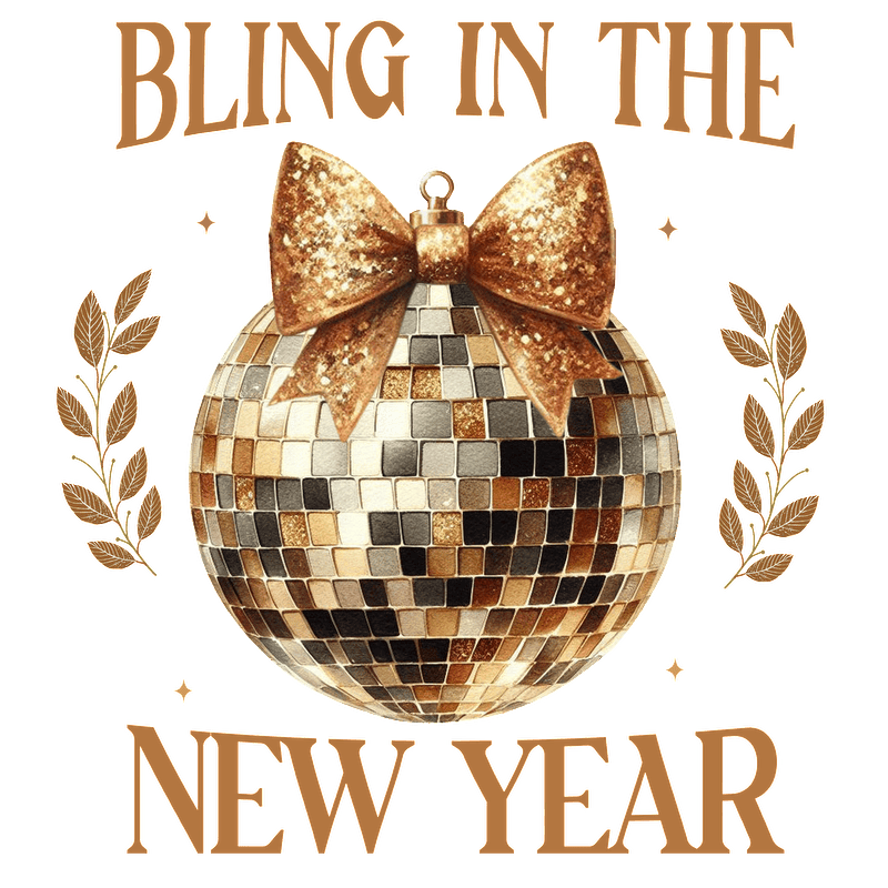 Celebrate the season with this shimmering gold and black disco ball ornament, perfect for welcoming in the New Year!DTF Transfers