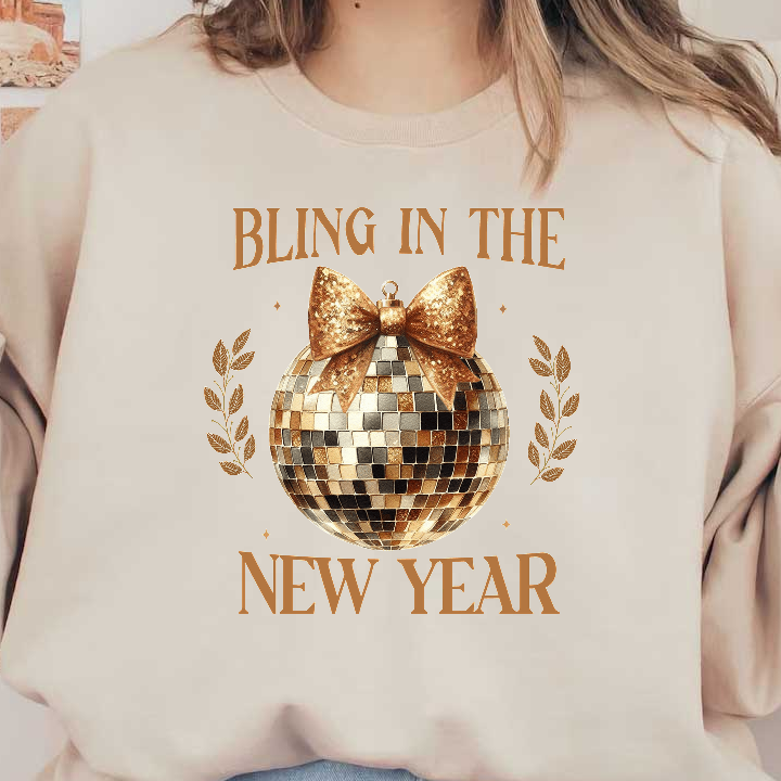 Celebrate the season with this shimmering gold and black disco ball ornament, perfect for welcoming in the New Year!DTF Transfers