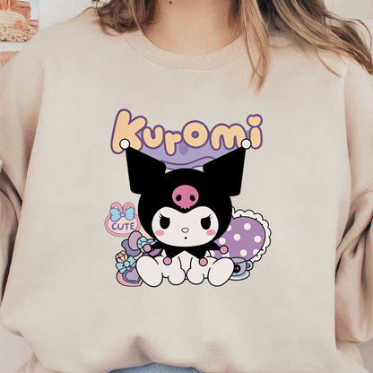 Meet Kuromi, a cute character with a playful yet mischievous vibe, featuring a black hood and pink skull accent.DTF Transfers dtf prints