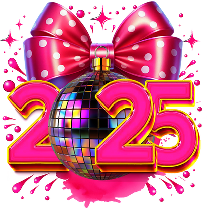 Celebrate in style with this vibrant pink and black disco-themed graphic featuring a sparkling disco ball and stylish bow!DTF Transfers dtf prints