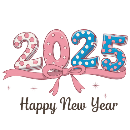 Celebrate the upcoming year with this cheerful 2025 design featuring colorful polka-dot numbers and a festive "Happy New Year" message!DTF Transfers