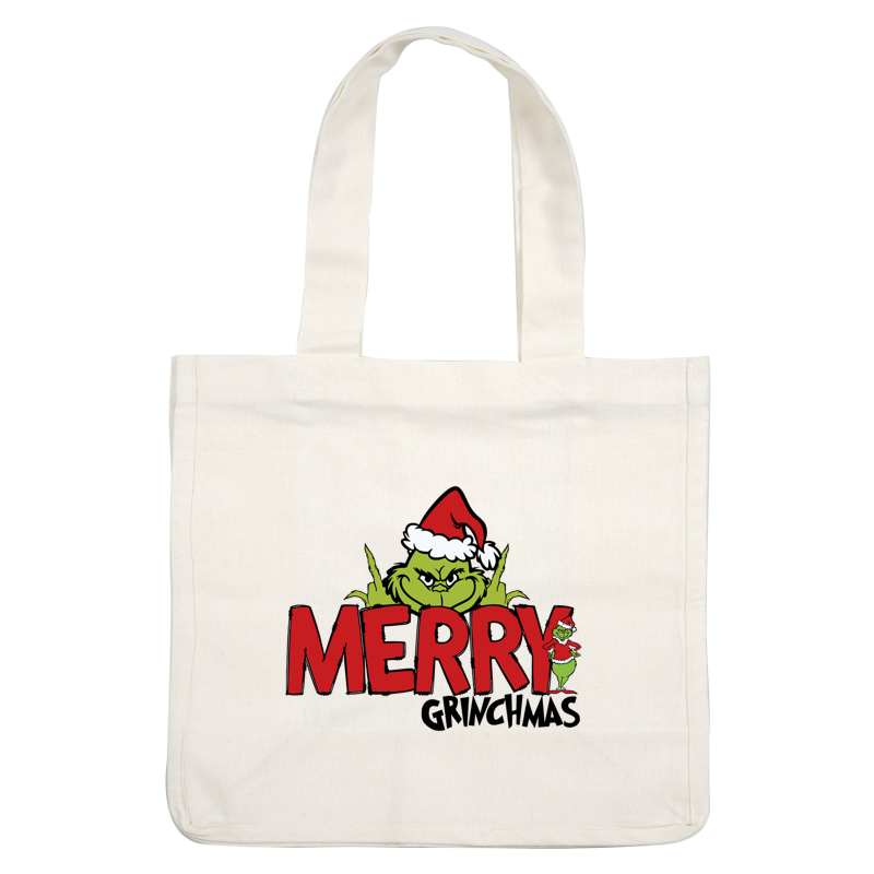 Celebrate the season with this playful "Merry Grinchmas" design featuring the iconic green Grinch in a festive hat!DTF Transfers dtf prints