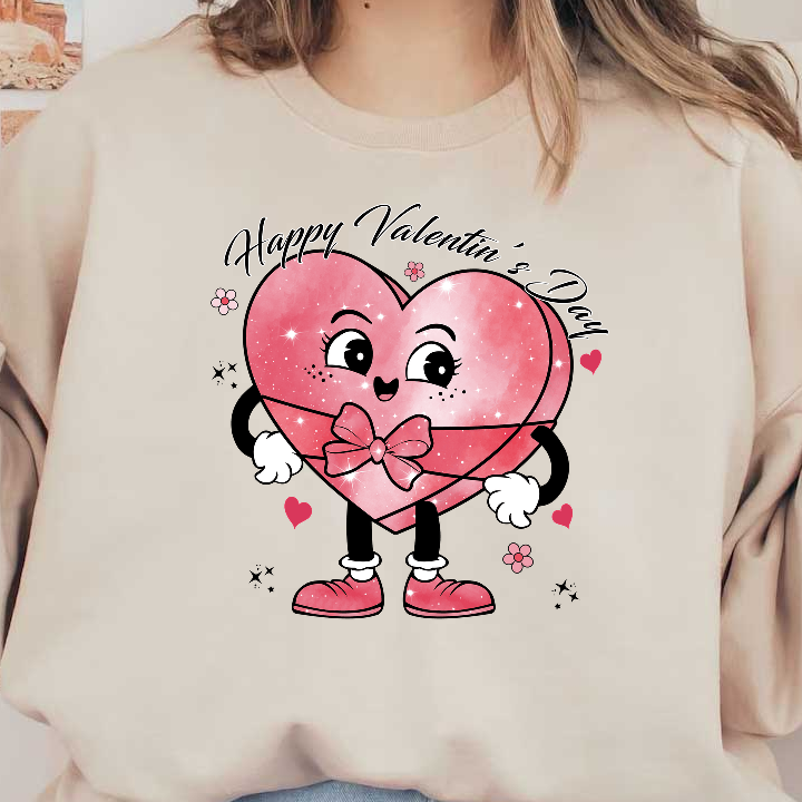 Celebrate Valentine's Day with this adorable heart character featuring a cheerful face and a cute bow!DTF Transfers