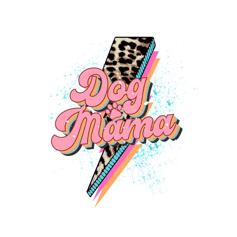 Green shirt with "Dog Mom" graphic featuring leopard print and bright colors.DTF Transfers