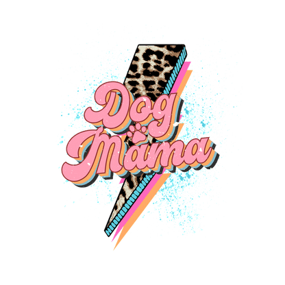 Green shirt with "Dog Mom" graphic featuring leopard print and bright colors.DTF Transfers