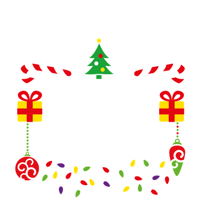 A festive design featuring the phrase "Most Likely to Shake the Gifts" surrounded by candy canes, gifts, and holiday decorations.DTF Transfers heat press transfers dtf prints