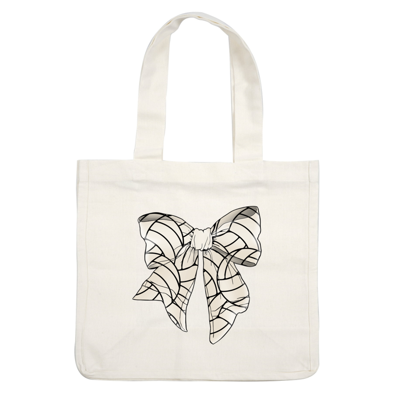 A stylish, oversized bow in a cream color with black geometric patterns, perfect for adding a chic touch to any outfit. dtf transfers