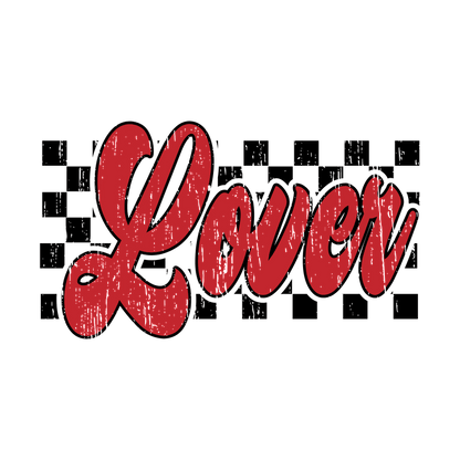 A bold and playful "Lover" text design in vibrant red, perfect for expressing love and affection.DTF Transfers