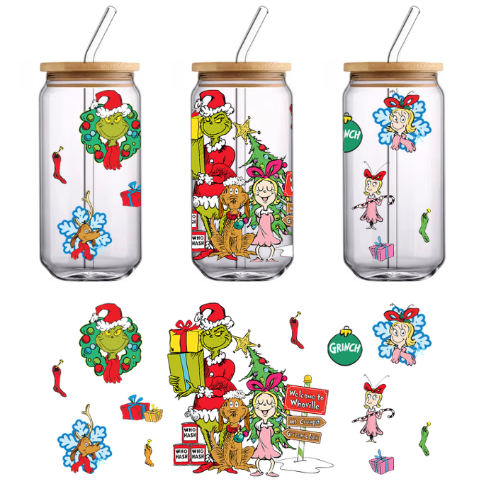 Energize Whoville Festivity with Grinch & Max - Cup Wrap | UV DTF | UV ...