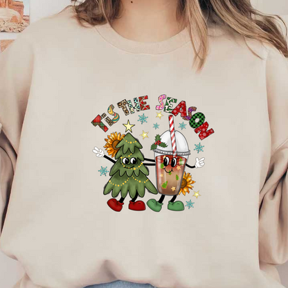 Get into the festive spirit with this cheerful holiday design featuring a cute Christmas tree and a festive drink!DTF Transfers dtf prints