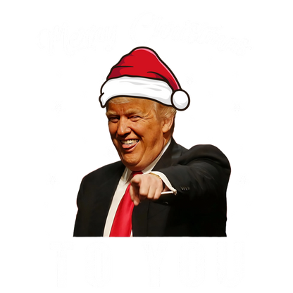 A festive design featuring Trump wearing a Santa hat with the message "Merry Christmas TO YOU" surrounded by snowflakes.DTF Transfers heat press transfers dtf prints