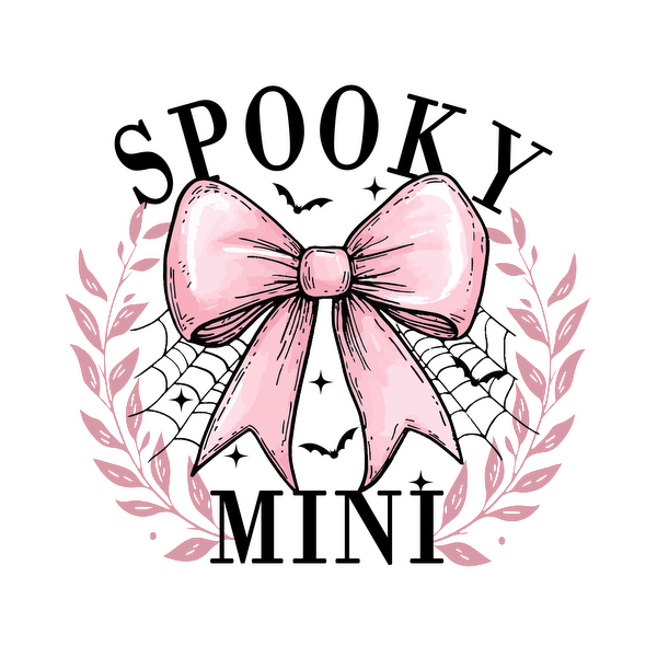 Delicate pink bow surrounded by elegant leaves, perfect for adding a charming touch to gifts or decorations. dtf prints