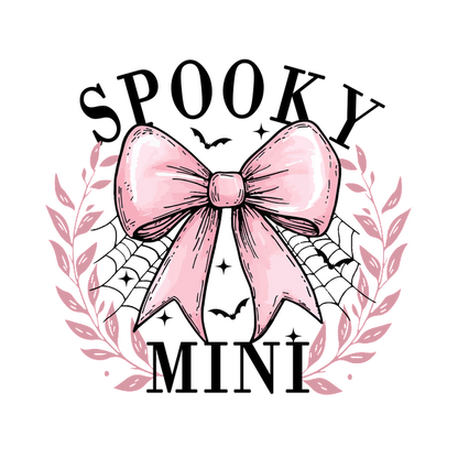 Delicate pink bow surrounded by elegant leaves, perfect for adding a charming touch to gifts or decorations. dtf prints