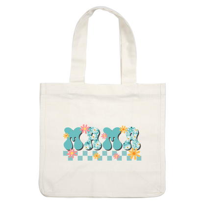 Colorful and playful "Mama" lettering adorned with floral designs and cheerful accents, perfect for celebrating motherhood.dtf regular iron