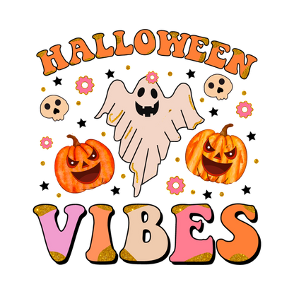 ¡Celebre Halloween con fantasmas divertidos, calabazas traviesas y letras coloridas, capturando el espíritu festivo y las vibraciones vibrantes!