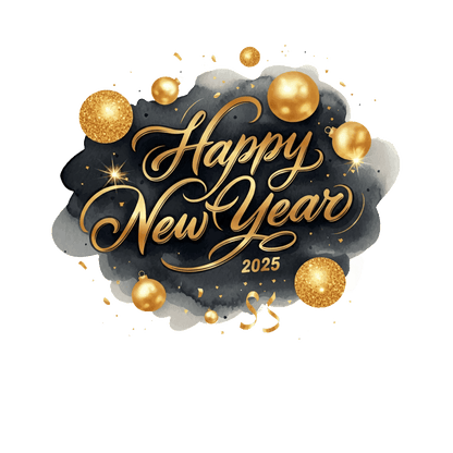 Celebrate the arrival of 2025 with this stylish "Happy New Year" design featuring golden accents and festive decorations!DTF Transfers