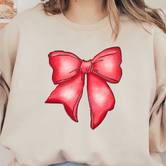 A vibrant red ribbon bow, featuring soft, flowing edges and a classic design, perfect for gifts or decorations.DTF Transfers