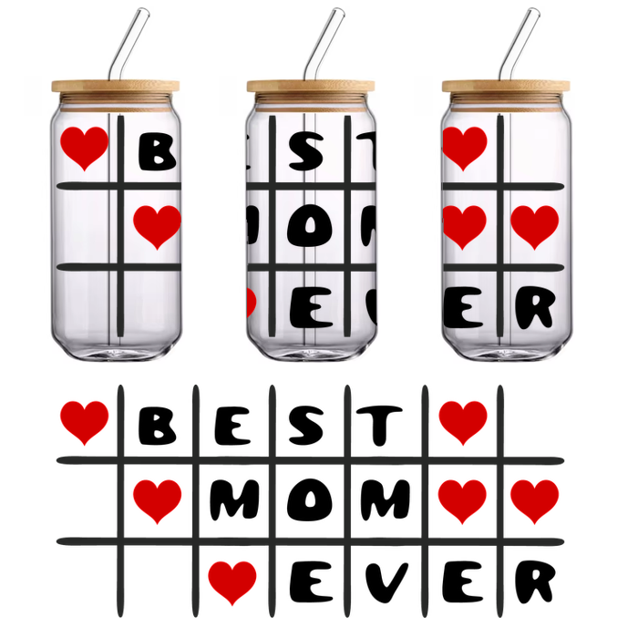 A playful tic-tac-toe grid featuring red hearts as the game markers, perfect for a romantic twist on the classic game.UV Transfers heat press transfers