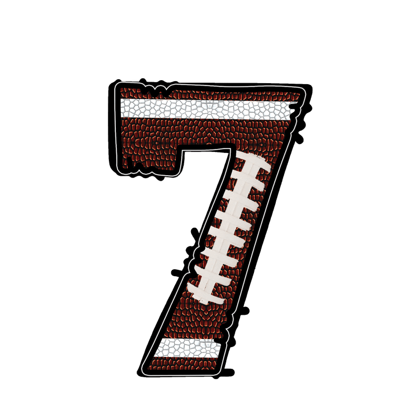 Stylish football-textured letter with realistic stitching and sporty vibes.DTF Transfers