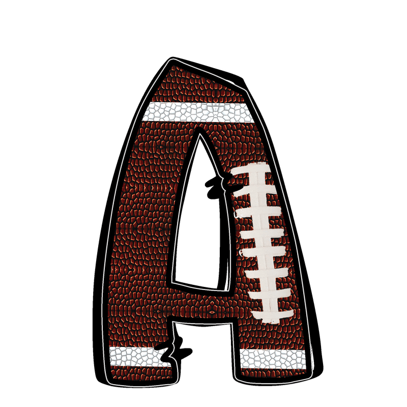 Stylish football-textured letter with realistic stitching and sporty vibes.DTF Transfers