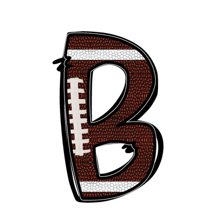 Stylish football-textured letter with realistic stitching and sporty vibes.DTF Transfers