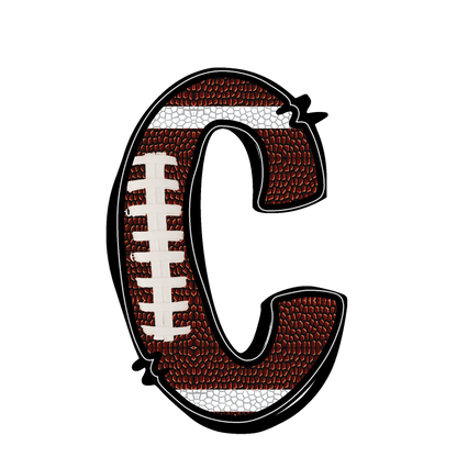 Stylish football-textured letter with realistic stitching and sporty vibes.DTF Transfers