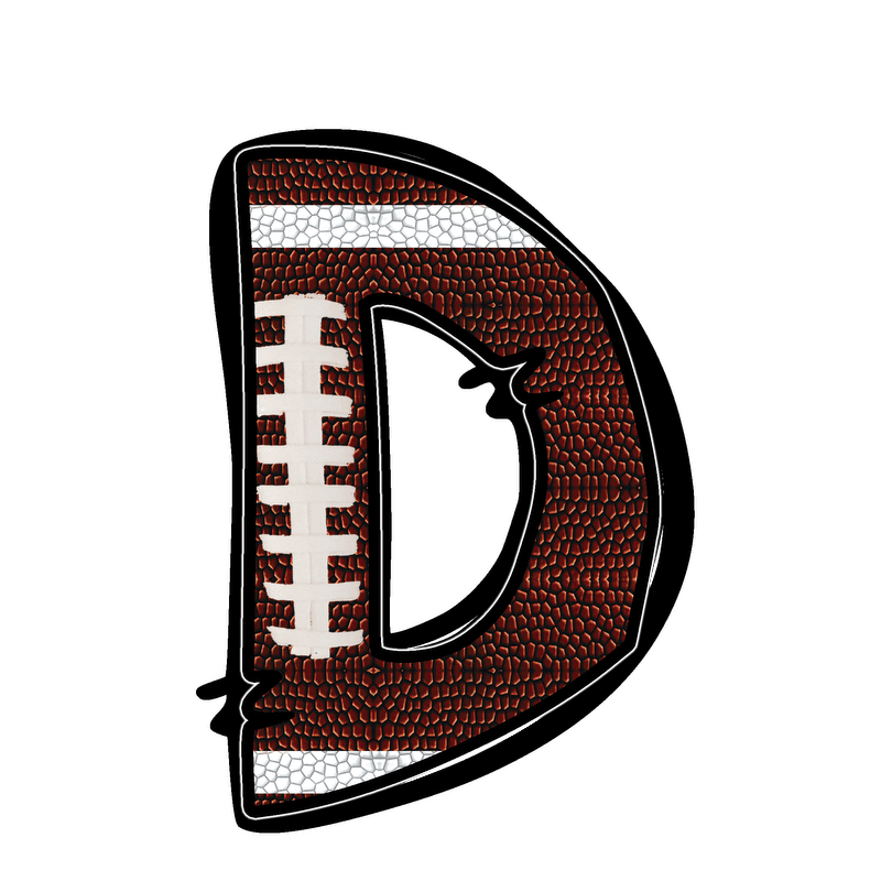 Stylish football-textured letter with realistic stitching and sporty vibes.DTF Transfers