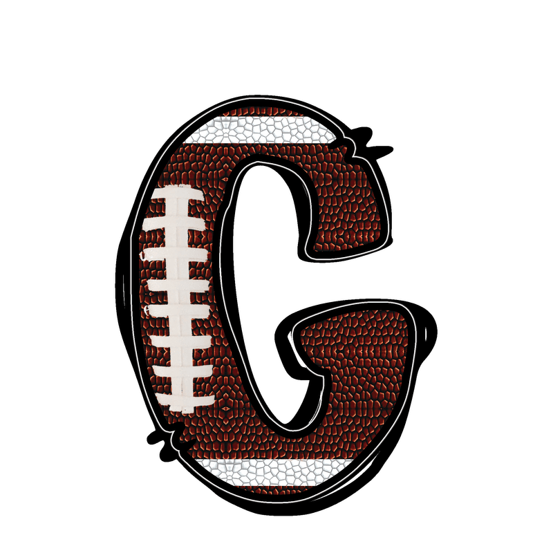 Stylish football-textured letter with realistic stitching and sporty vibes.DTF Transfers