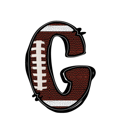 Stylish football-textured letter with realistic stitching and sporty vibes.DTF Transfers