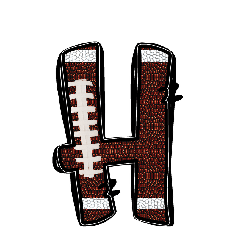 Stylish football-textured letter with realistic stitching and sporty vibes.DTF Transfers