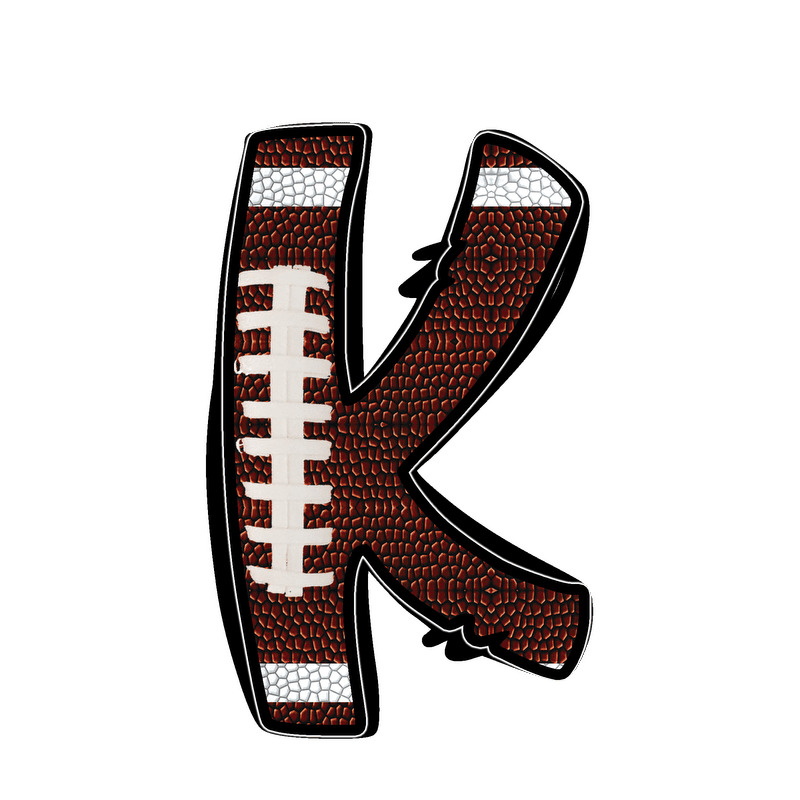 Stylish football-textured letter with realistic stitching and sporty vibes.DTF Transfers