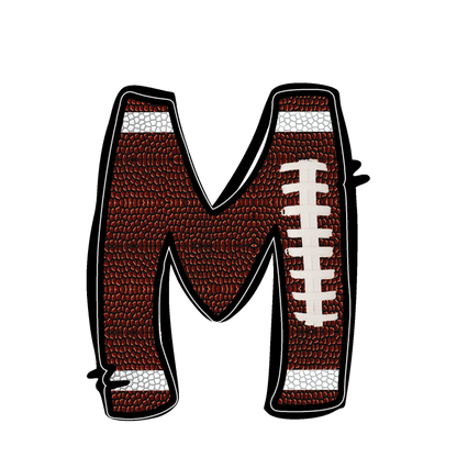 Stylish football-textured letter with realistic stitching and sporty vibes.DTF Transfers