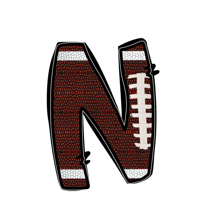 Stylish football-textured letter with realistic stitching and sporty vibes.DTF Transfers